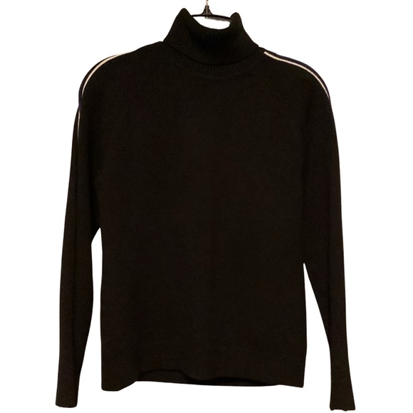 Ruff Hewn Sweaters - Ruff Hewn Black Turtleneck Sweater with Blue and White Stripe